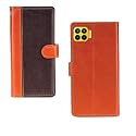 Inktree Oppo F17 Pro Case | Premium Leather Finish | with Card Pockets | Wallet Stand |Complete Protection Cover for Oppo F17 Pro - Camel and Coffee