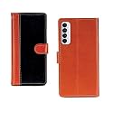 Inktree Oppo Reno 4 Pro PU Leather Vintage Flip Cover Case | Premium Leather Finish | with Card Pockets | Wallet Stand |Complete Protection Cover for Oppo Reno 4 Pro - Camel and Black