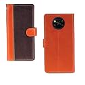 Inktree Poco X3 Case | Premium Leather Finish | with Card Pockets | Wallet Stand |Complete Protection Cover for Poco X3 - Camel and Coffee