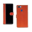 Inktree Realme 2 PU Leather Vintage Flip Cover Case | Premium Leather Finish | with Card Pockets | Wallet Stand |Complete Protection Cover for Realme 2 - Camel and Black