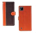 Inktree Realme C20 Case | Premium Leather Finish | with Card Pockets | Wallet Stand |Complete Protection Cover for Realme C20 - Camel and Coffee