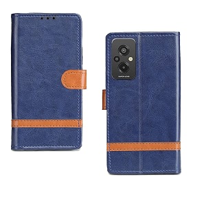 inktree redmi 11 prime 4g flip case  premium leather finish flip cover complete protection flip cover for redmi 11 prime 4g - blue stripe