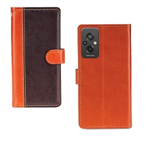 inktree redmi 11 prime 4g flip case  premium leather finish flip cover  with card pockets  wallet stand complete protection flip cover for redmi 11 prime 4g - camel and coffee