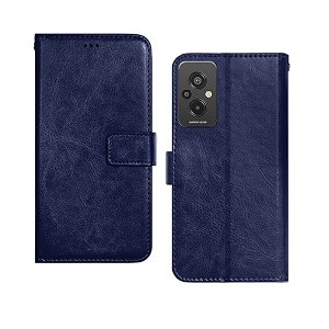 inktree redmi 11 prime 4g flip case  premium leather finish flip cover  with card pockets  wallet stand complete protection flip cover for redmi 11 prime 4g - blue