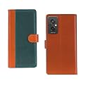 Inktree Redmi 11 Prime 4G Flip Case | Premium Leather Finish Flip Cover | with Card Pockets | Wallet Stand |Complete Protection Flip Cover for Redmi 11 Prime 4G - Camel and Green