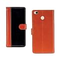 Inktree Redmi 4 PU Leather Vintage Flip Cover Case | Premium Leather Finish | with Card Pockets | Wallet Stand |Complete Protection Cover for Redmi 4 - Camel and Black