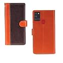 Inktree Samsung Galaxy A21s Case | Premium Leather Finish | with Card Pockets | Wallet Stand |Complete Protection Cover for Samsung Galaxy A21s - Camel and Coffee