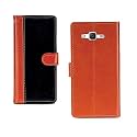 Inktree Samsung Galaxy J5 2015 PU Leather Vintage Flip Cover Case | Premium Leather Finish | with Card Pockets | Wallet Stand |Complete Protection Cover for Samsung Galaxy J5 2015 - Camel and Black