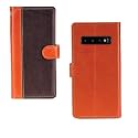 Inktree Samsung Galaxy S10 Case | Premium Leather Finish | with Card Pockets | Wallet Stand |Complete Protection Cover for Samsung Galaxy S10 - Camel and Coffee