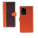Inktree Samsung Galaxy S20 Ultra Case | Premium Leather Finish | with Card Pockets | Wallet Stand |Complete Protection Cover for Samsung Galaxy S20 Ultra - Camel and Coffee