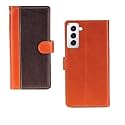Inktree Samsung Galaxy S21 Case | Premium Leather Finish | with Card Pockets | Wallet Stand |Complete Protection Cover for Samsung Galaxy S21 - Camel and Coffee