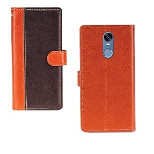 inktree tambo ta3 case  premium leather finish  with card pockets  wallet stand complete protection cover for tambo ta3 - camel and coffee