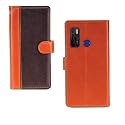 Inktree Tecno Camon 15 Case | Premium Leather Finish | with Card Pockets | Wallet Stand |Complete Protection Cover for Tecno Camon 15 - Camel and Coffee