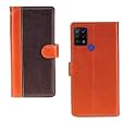 Inktree Tecno Pova Case | Premium Leather Finish | with Card Pockets | Wallet Stand |Complete Protection Cover for Tecno Pova - Camel and Coffee