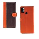 Inktree Tecno Spark 6 Air Case | Premium Leather Finish | with Card Pockets | Wallet Stand |Complete Protection Cover for Tecno Spark 6 Air - Camel and Coffee