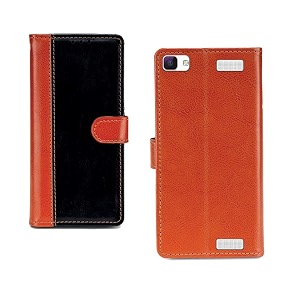 inktree vivo v1 max pu leather vintage flip cover case  premium leather finish  with card pockets  wallet stand complete protection cover for vivo v1 max - camel and black