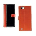 InkTree Vivo V1 PU Leather Vintage Flip Cover Case | Premium Leather Finish | with Card Pockets | Wallet Stand |Complete Protection Cover for Vivo V1 - Camel and Black