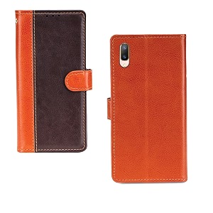 inktree vivo v11 pro case  premium leather finish  with card pockets  wallet stand complete protection cover for vivo v11 pro - camel and coffee