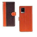 Inktree Vivo V20 Case | Premium Leather Finish | with Card Pockets | Wallet Stand |Complete Protection Cover for Vivo V20 - Camel and Coffee