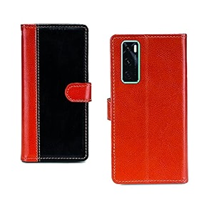 inktree apple iphone xs max pu leather vintage flip cover case  premium leather finish  with card pockets  wallet stand complete protection cover for apple iphone xs max - camel and black