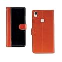 Inktree Vivo V3 Max Case | Premium Leather Finish | with Card Pockets | Wallet Stand |Complete Protection Cover for Vivo V3 Max - Camel and Black