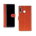 Inktree Vivo Y19 PU Leather Vintage Flip Cover Case | Premium Leather Finish | with Card Pockets | Wallet Stand |Complete Protection Cover for Vivo Y19 - Camel and Black
