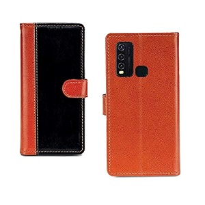 inktree apple iphone xs max pu leather vintage flip cover case  premium leather finish  with card pockets  wallet stand complete protection cover for apple iphone xs max - camel and black