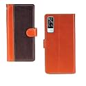 Inktree Vivo Y31 2021 Case | Premium Leather Finish | with Card Pockets | Wallet Stand |Complete Protection Cover for Vivo Y31 2021 - Camel and Coffee