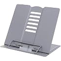 INKULTURE Metal Book Stand Folding Reading Stand Anti-Slip Adjustable Desktop Bookend Cookbook Rest Book Holder(Random Print Design)