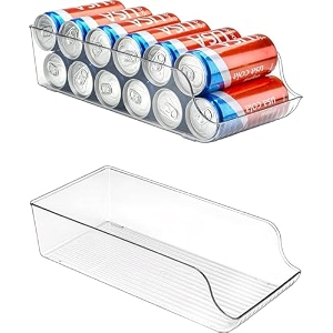 inkulture soda can and 500 ml bottle organizer bins for refrigerator drink and beverage holder for fridge freezer kitchen countertops cabinets pantry storage rack  pack of 02