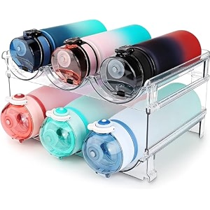 inkulture stackable water bottle organizer for fridge cabinet kitchen pantry organization and storage  for 06 bottle  acrylicplastic