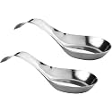 INKULTURE Stainless Steel Spoon Rest for Home & Kitchen, Pack 02 Pcs | Large | Spatula Ladle Holder | Spoon Rest Holder