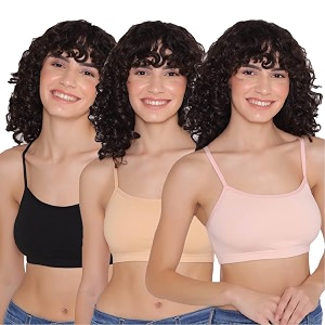 inkurv slip on beginner39s bra for girls non padded non wired no hooks with double layered fabric adjustable straps wirefree sports bra- lisa combo of 3