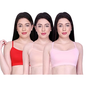 inkurv slip on beginner39s bra for girls non padded non wired no hooks with double layered fabric adjustable straps wirefree sports bra- lisa combo of 3