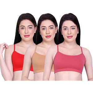 inkurv slip on beginner39s bra for girls non padded non wired no hooks with double layered fabric adjustable straps wirefree sports bra- lisa combo of 3