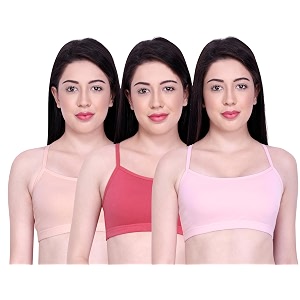 inkurv slip on beginner39s bra for girls non padded non wired no hooks with double layered fabric adjustable straps wirefree sports bra- lisa combo of 3