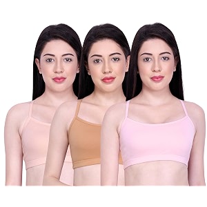 inkurv slip on beginner39s bra for girls non padded non wired no hooks with double layered fabric adjustable straps wirefree sports bra- lisa combo of 3