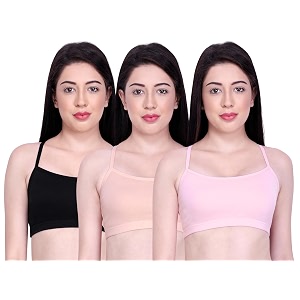 inkurv slip on beginner39s bra for girls non padded non wired no hooks with double layered fabric adjustable straps wirefree sports bra- lisa combo of 3