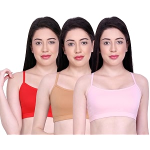 inkurv slip on beginner39s bra for girls non padded non wired no hooks with double layered fabric adjustable straps wirefree sports bra- lisa combo of 3