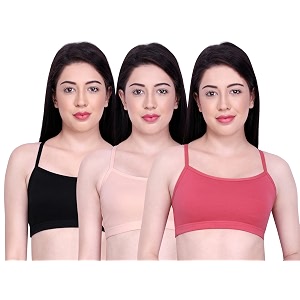 inkurv slip on beginner39s bra for girls non padded non wired no hooks with double layered fabric adjustable straps wirefree sports bra- lisa combo of 3
