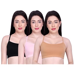 inkurv slip on beginner39s bra for girls non padded non wired no hooks with double layered fabric adjustable straps wirefree sports bra- lisa combo of 3