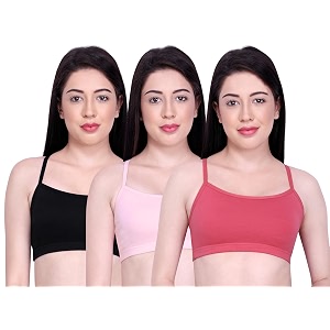 inkurv slip on beginner39s bra for girls non padded non wired no hooks with double layered fabric adjustable straps wirefree sports bra- lisa combo of 3