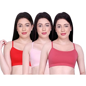 inkurv slip on beginner39s bra for girls non padded non wired no hooks with double layered fabric adjustable straps wirefree sports bra- lisa combo of 3