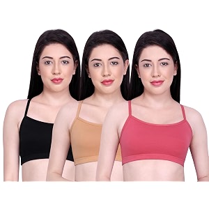 inkurv slip on beginner39s bra for girls non padded non wired no hooks with double layered fabric adjustable straps wirefree sports bra- lisa combo of 3