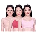 INKURV Slip on Beginner's Bra for Girls, Non Padded, Non Wired, No Hooks with Double Layered Fabric, Adjustable Straps, Wirefree Sports Bra- Lisa Combo of 3