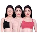 INKURV Slip on Beginner's Bra for Girls, Non Padded, Non Wired, No Hooks with Double Layered Fabric, Adjustable Straps, Wirefree Sports Bra- Lisa Combo of 3