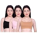 INKURV Slip on Beginner's Bra for Girls, Non Padded, Non Wired, No Hooks with Double Layered Fabric, Adjustable Straps, Wirefree Sports Bra- Lisa Combo of 3
