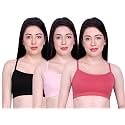 INKURV Slip on Beginner's Bra for Girls, Non Padded, Non Wired, No Hooks with Double Layered Fabric, Adjustable Straps, Wirefree Sports Bra- Lisa Combo of 3
