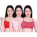 INKURV Slip on Beginner's Bra for Girls, Non Padded, Non Wired, No Hooks with Double Layered Fabric, Adjustable Straps, Wirefree Sports Bra- Lisa Combo of 3