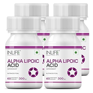 inlife alpha lipoic acid supplement 300 mg - 60 vegetarian capsules pack of 4